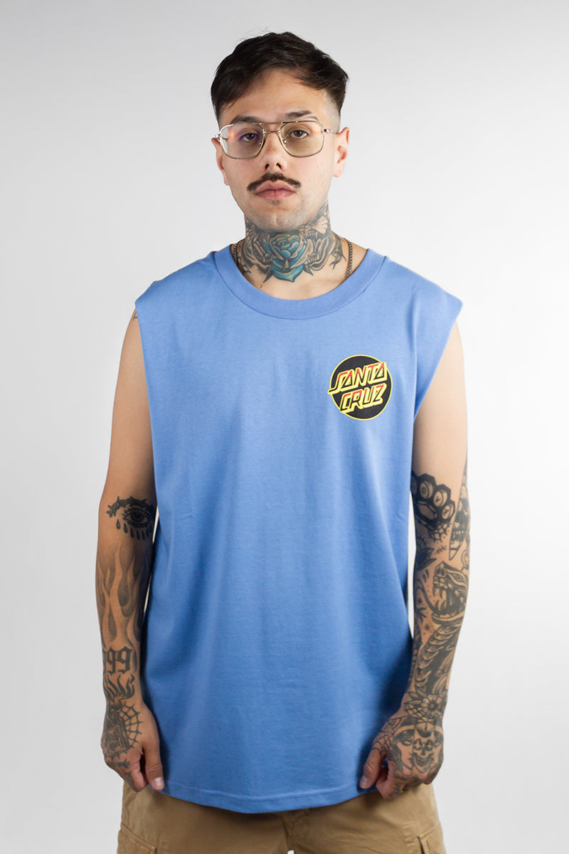 Santa Cruz Muscle Tee - Wolf Graphic Celeste Blue - Men's Small Regular Fit - Casual Streetwear & Skate Style for Everyday Wear