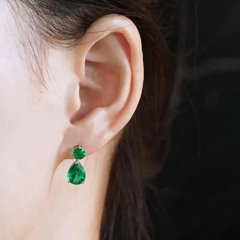 10K Gold Emerald Stud Earrings for Women - Lab Grown 14 Carat Gemstone Jewelry - Perfect Gift for Birthday, Anniversary & Special Occasions