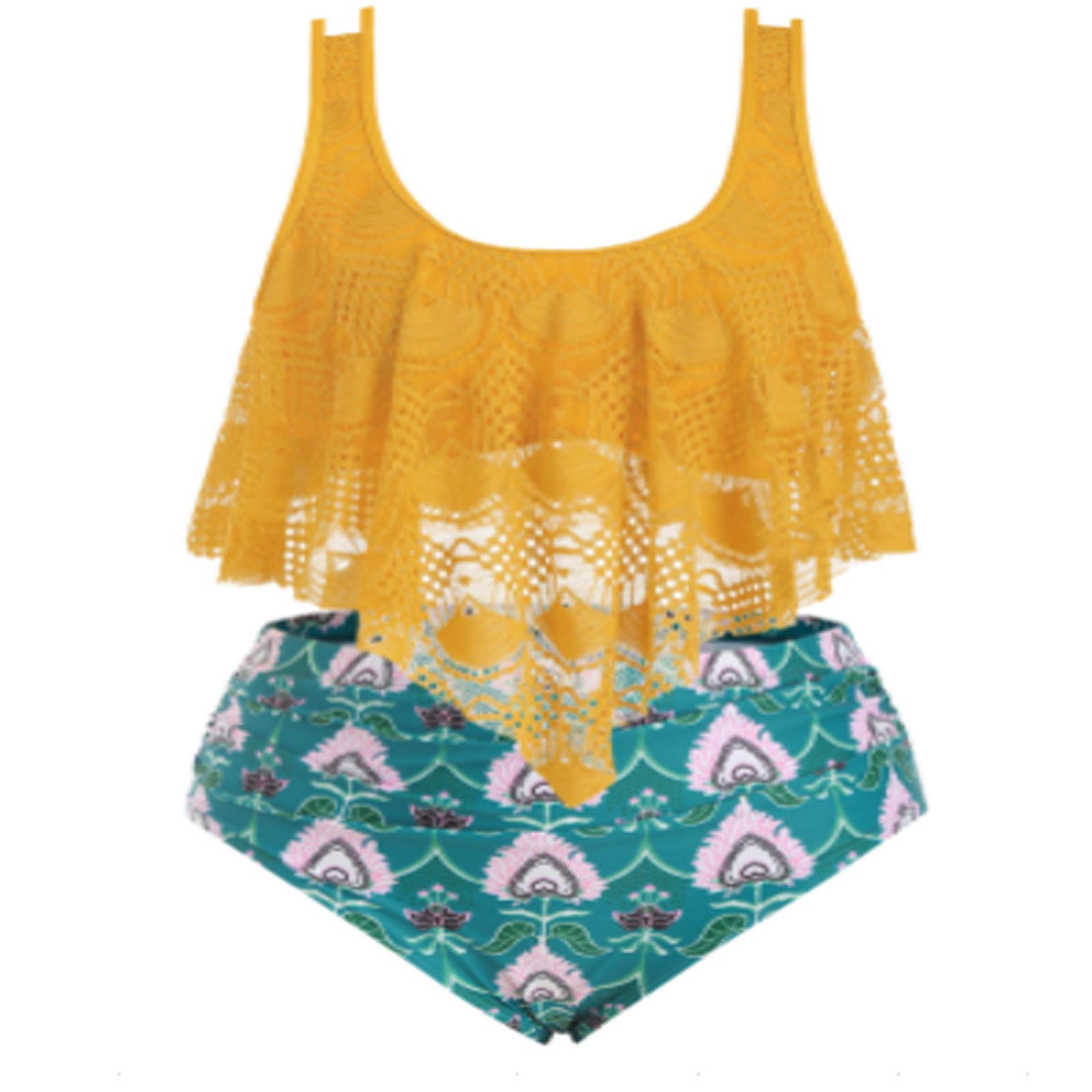 Delarsy Women's Sexy Triangle Bikini Set - Plus Size Two Piece Bathing Suit with Graphic Print for Beach, Pool & Summer Vacations