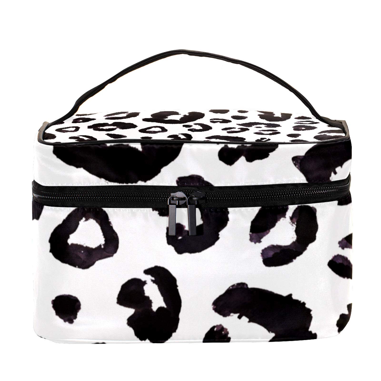 Waterproof Travel Makeup Bag for Women - Snow Leopard Print Cosmetic Organizer with Seamless Background, Roomy Toiletry Pouch for Vacation, Gym & Daily Essentials Storage