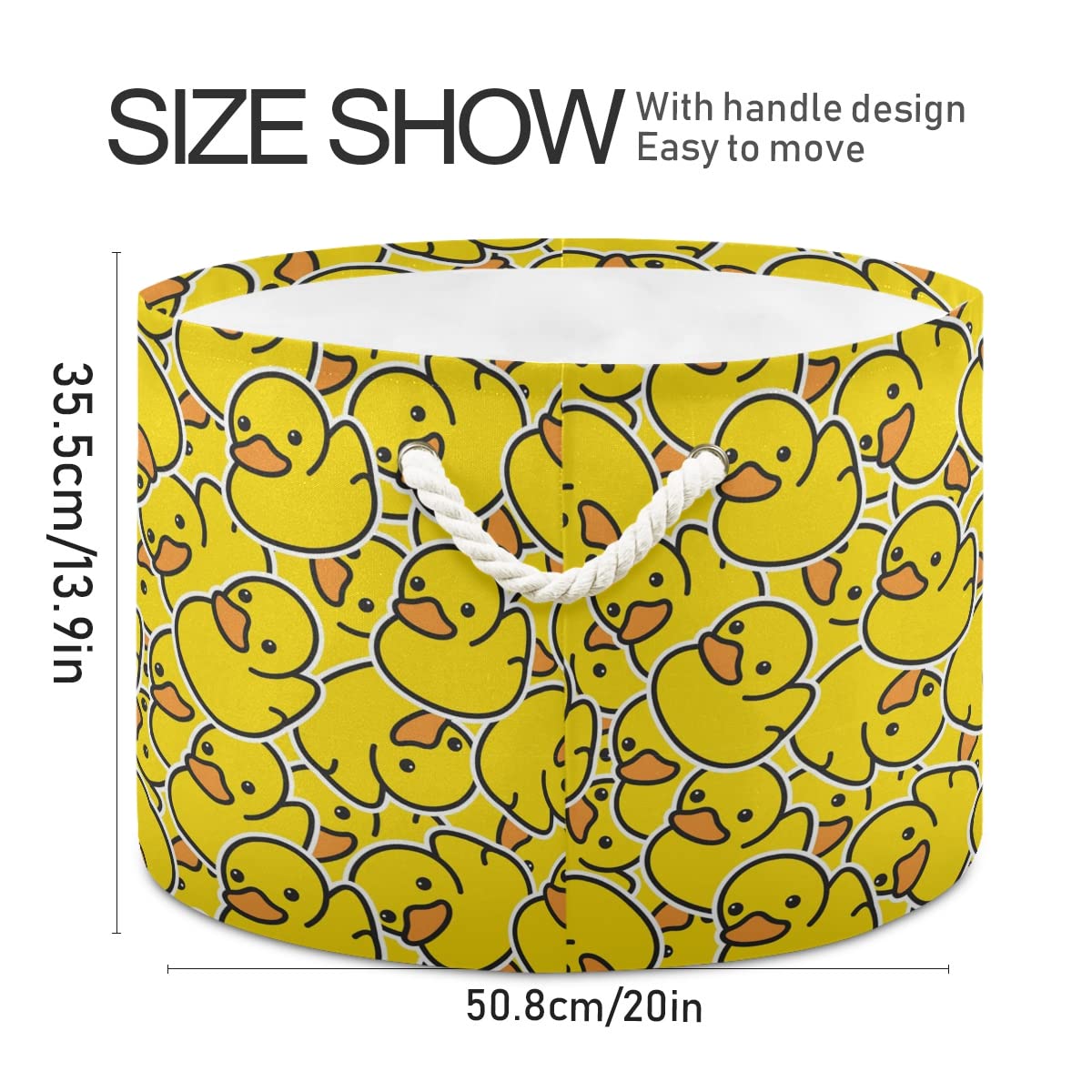 Large Rubber Duck Toy Storage Basket - Kids Laundry Hamper for Nursery, Clothes, Toys & Books - Waterproof Organizer Bin for Playroom, Bedroom & Bathroom Decor