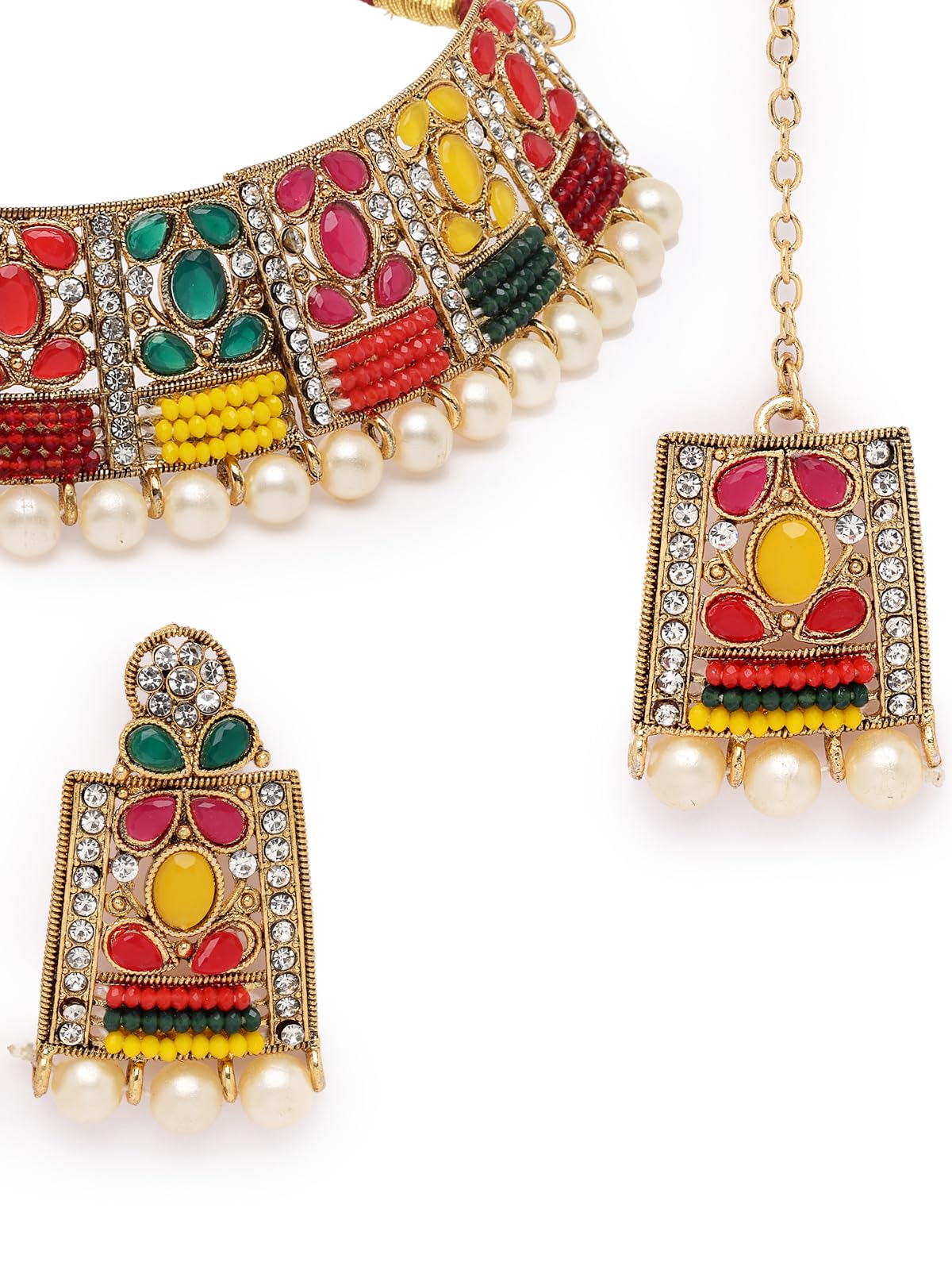 Elegant Pink Stone & Pearl Choker Necklace Set for Women | Sukkhi Adorable Unique Stylish Rani Jewelry | Perfect for Weddings, Parties & Special Occasions