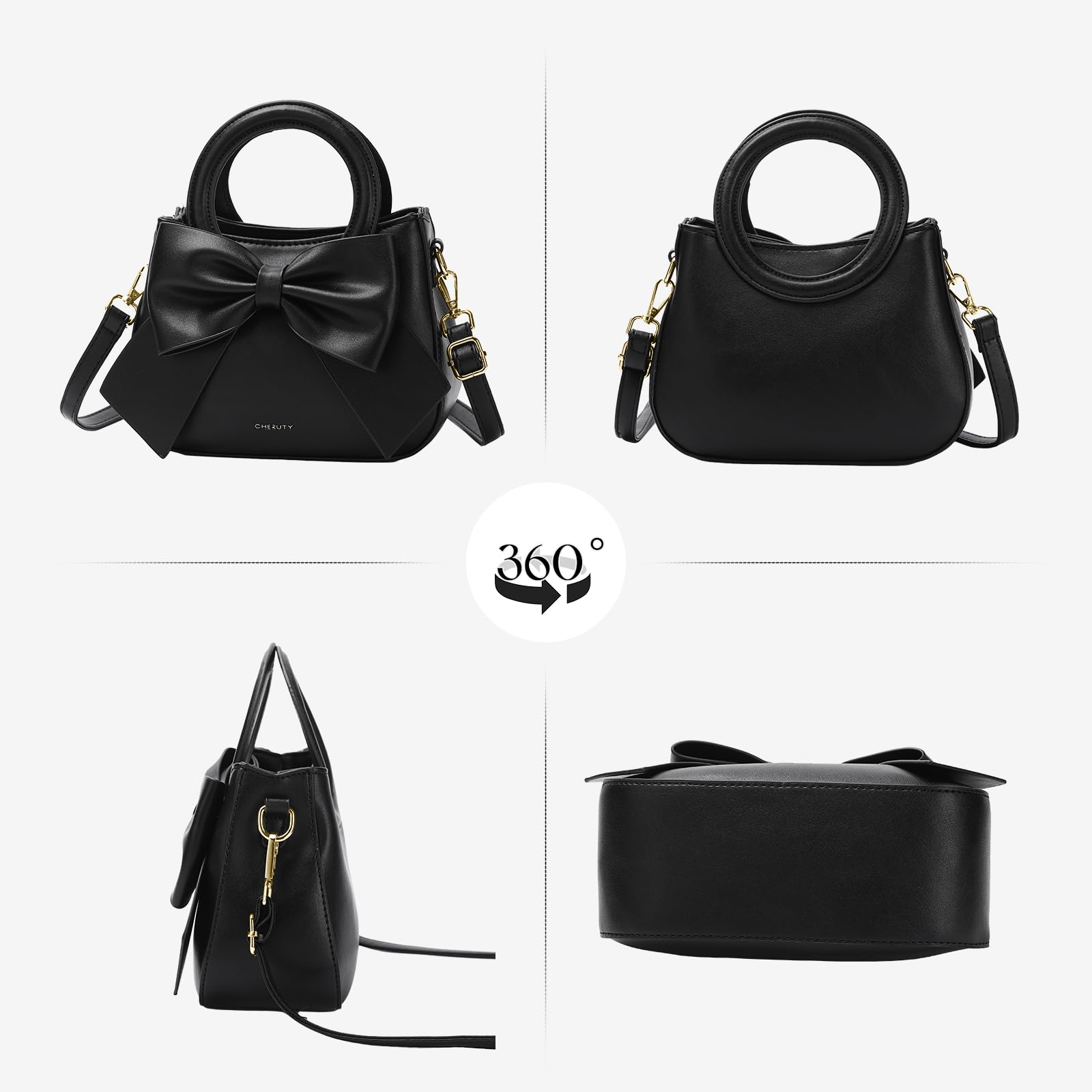 Stylish Vegan Leather Crossbody Bag for Women - Small Purse with Top Carry Handle & Cute Bow Knot | Perfect for Everyday Use, Travel & Shopping