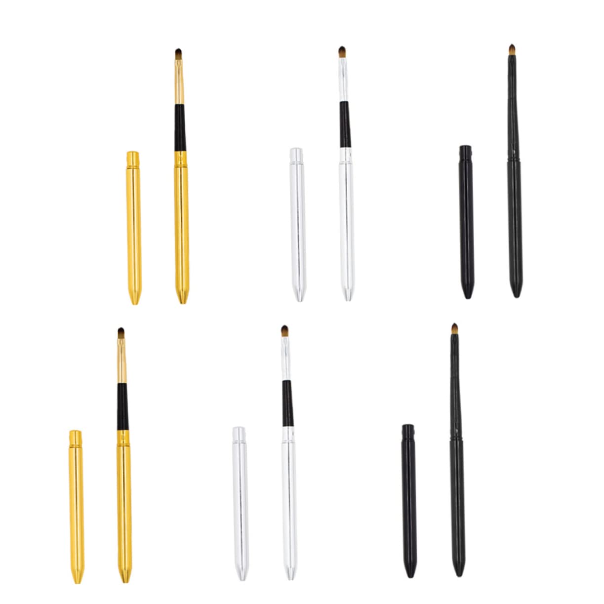 Minkissy 6-Piece Retractable Lip Brush Travel Kit for Women - Lip Gloss, Lip Balm & Makeup Applicator Set - Perfect for Travel, Home & Professional Makeup Use
