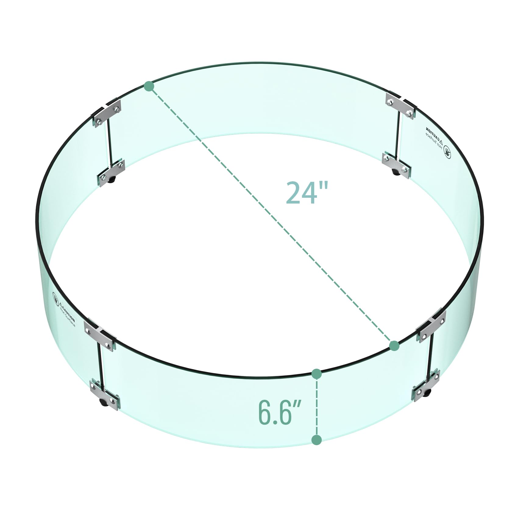 Skyflame 24-Inch Round Fire Pit Wind Guard - Thick Tempered Glass Flame Shield with Sturdy Bracket & Feet - Compatible with Outdoor Propane/Natural Gas Fire Pits & Fire Tables - Perfect for Patio, Backyard, and Camping Gatherings
