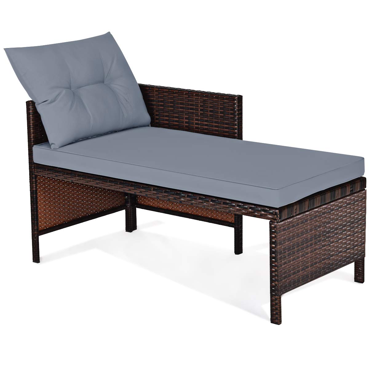 All-Weather Moccha Patio Furniture Set - 6-Piece Sectional Sofa with Lounge Chaise, Loveseat & Coffee Table - Durable Rattan Wicker Outdoor Couch with Washable Cushions - Perfect for Garden, Backyard, Poolside or Balcony (Grey)