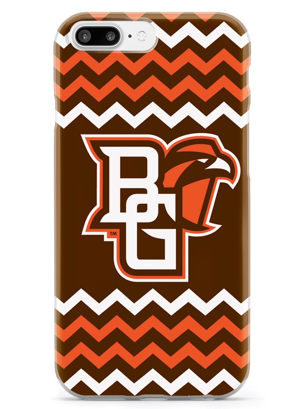 BGSU Falcons Chevron Design 3D Textured Protective Case for iPhone 7 Plus | Shockproof & Slim Cover | Perfect for School, Work & Outdoor Activities