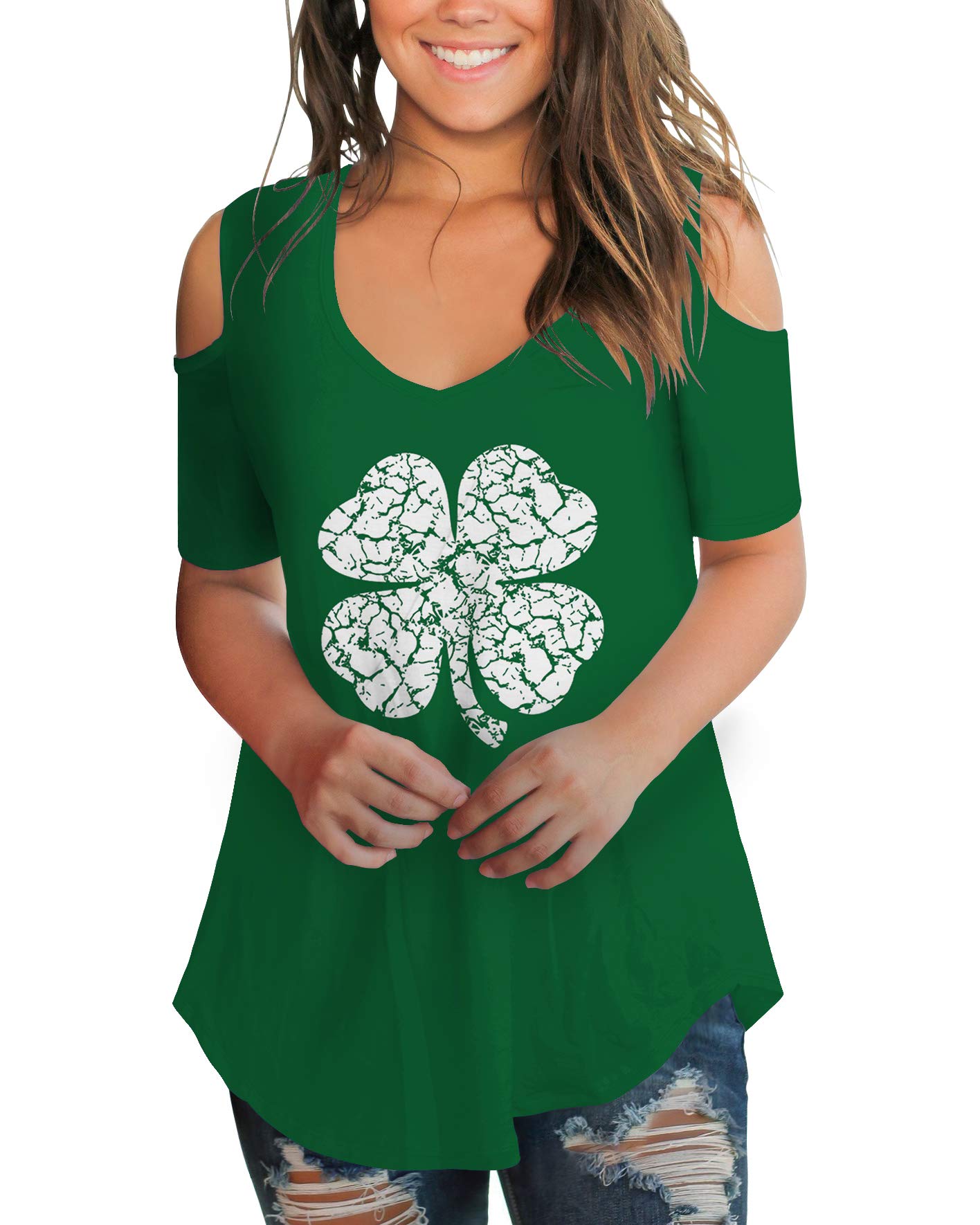 Slimming Women's Casual V-Neck Cold Shoulder T-Shirt - Summer Short Sleeve Blouse for Women | Perfect for Beach Outings, Date Nights & Casual Wear