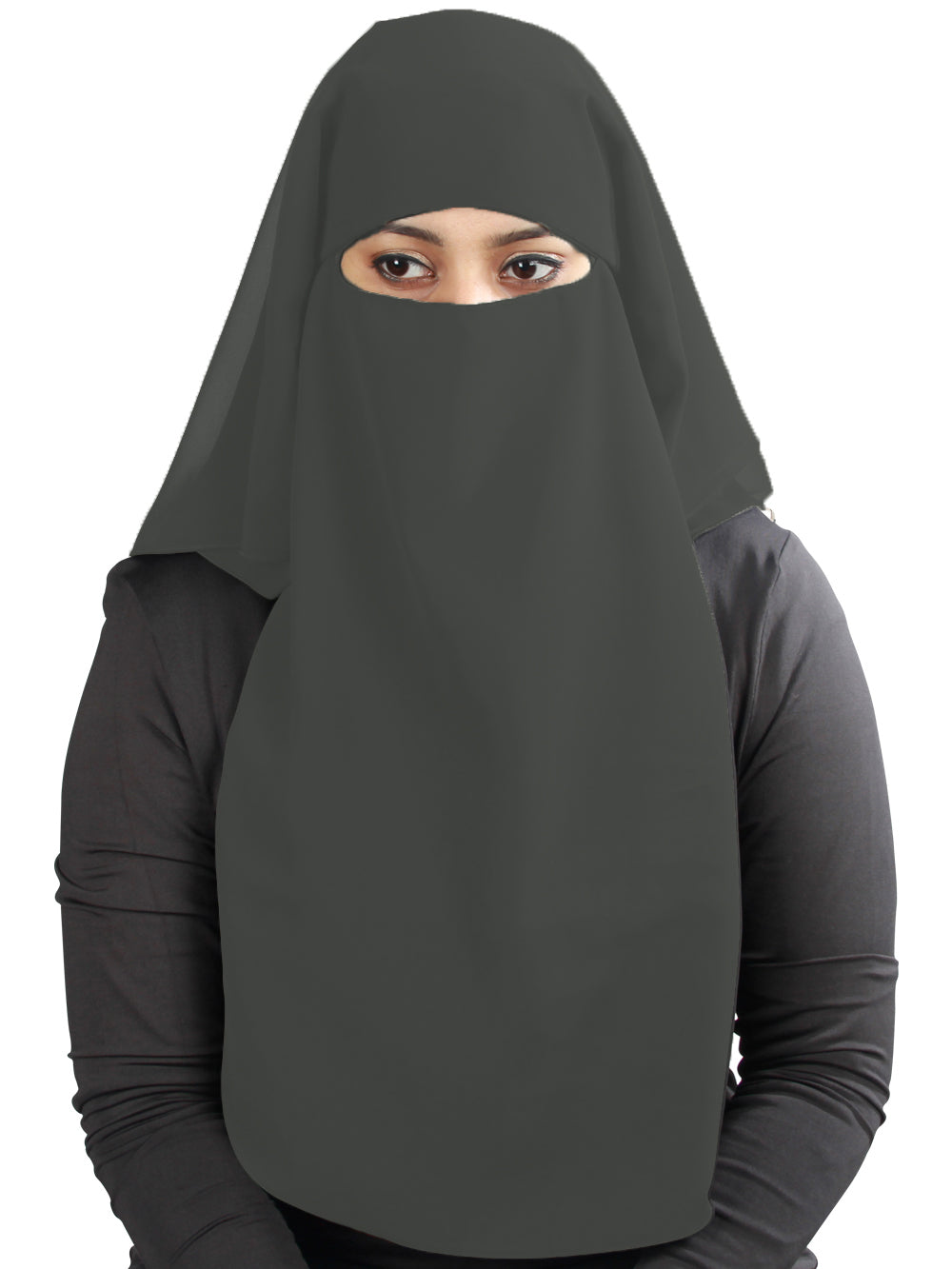 Black Georgette 3-Layer Niqab for Women - Modest Islamic Face Covering for Prayer, Travel, and Daily Wear