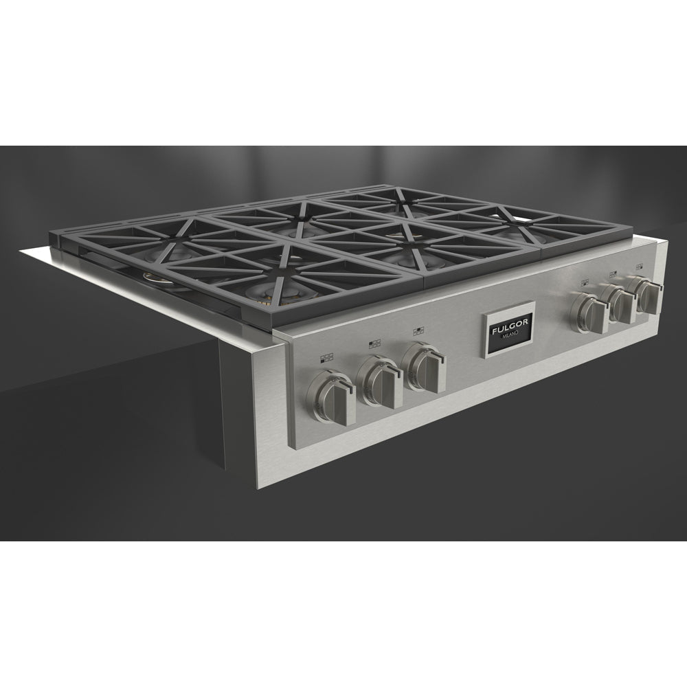 Fulgor Milano 36 Inch 600 Professional Series All Gas Rangetop Stainless Steel Cooktop F6GRT366S1 - Perfect for Professional Kitchens & Home Chefs