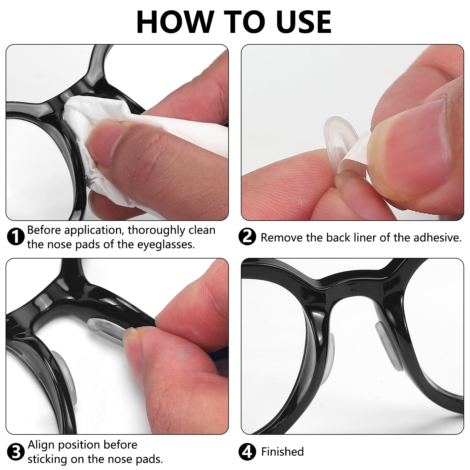 20 Pairs Anti-Slip Silicone Nose Pads for Glasses & Sunglasses - Thin Adhesive Stick-On Eyewear Nose Pads (Black) - Perfect for Reading, Driving & Daily Wear Comfort