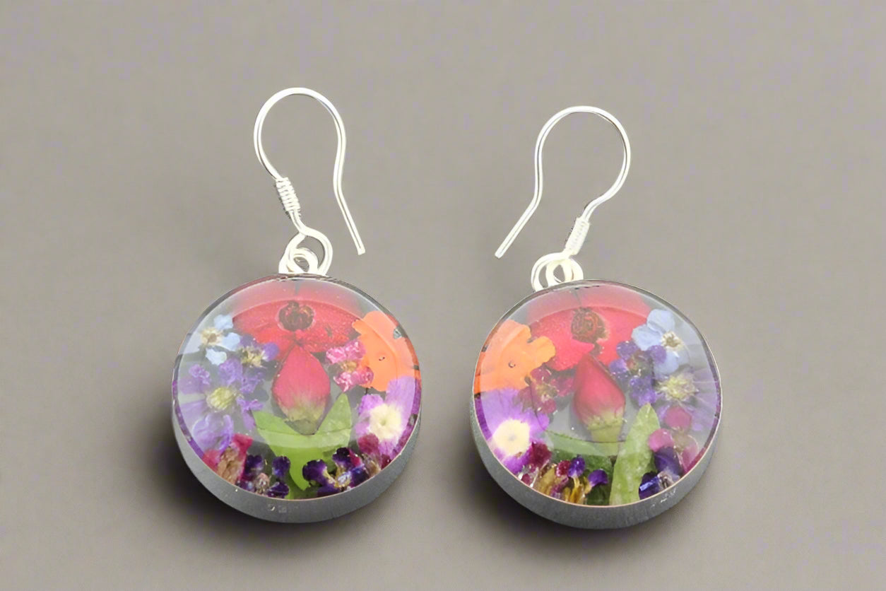 Handmade Large Circle Flower Resin Earrings for Women - Elegant Floral Dangle Jewelry for Parties, Weddings & Everyday Wear