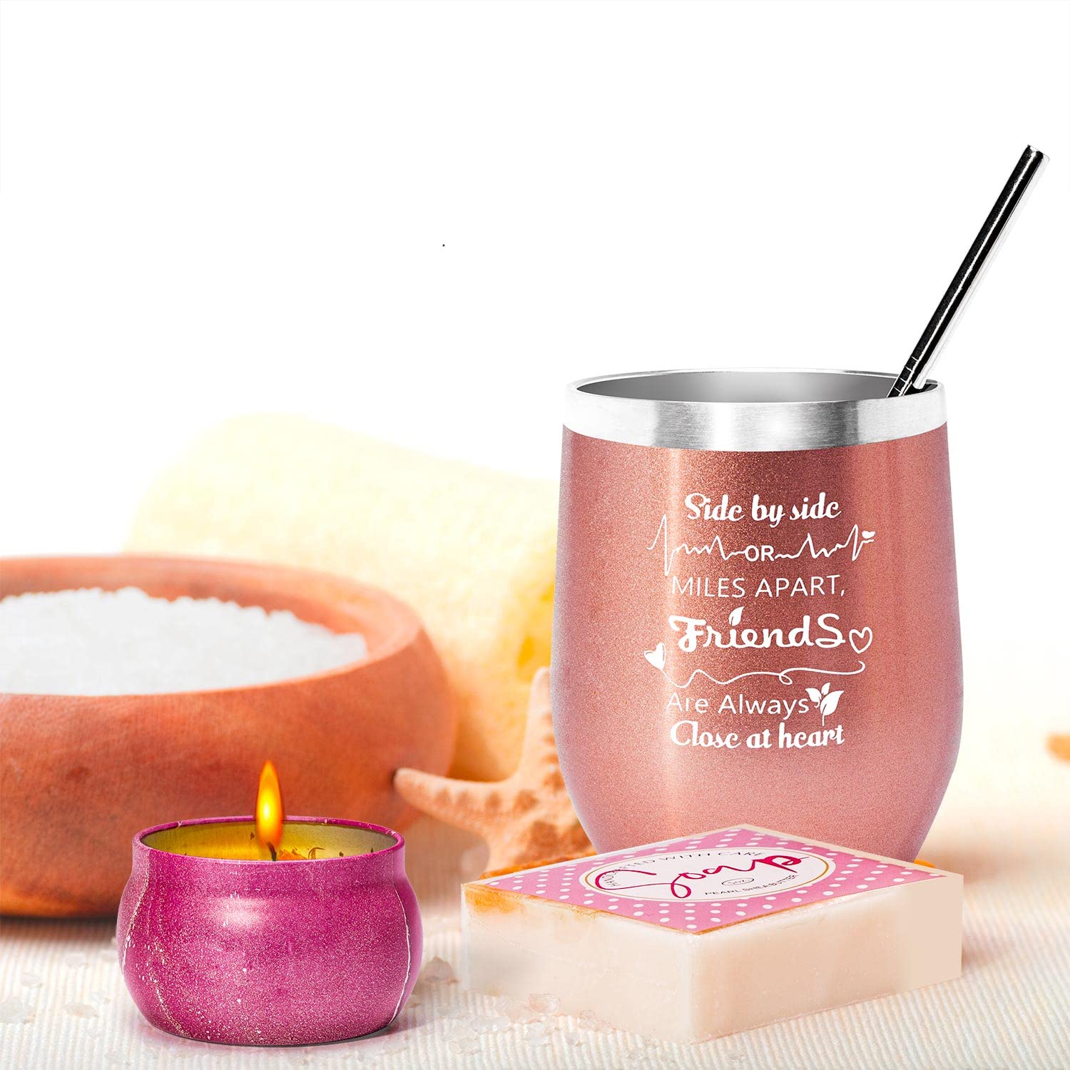 Relaxing Spa Gift Basket Box for Women - Rose Gold Birthday Bath Set for Mom, Sister, Best Friend - Unique Happy Birthday Gift Ideas for Women - Perfect for Self-Care, Pampering, and Special Occasions