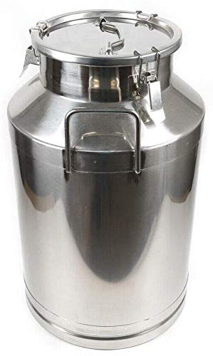 Vintage Stainless Steel Milk Transport Can - 60L Large Capacity for Milk, Wine & Liquid Storage - Durable Silicone Sealed Pail for Farm, Dairy, Brewing & Home Use