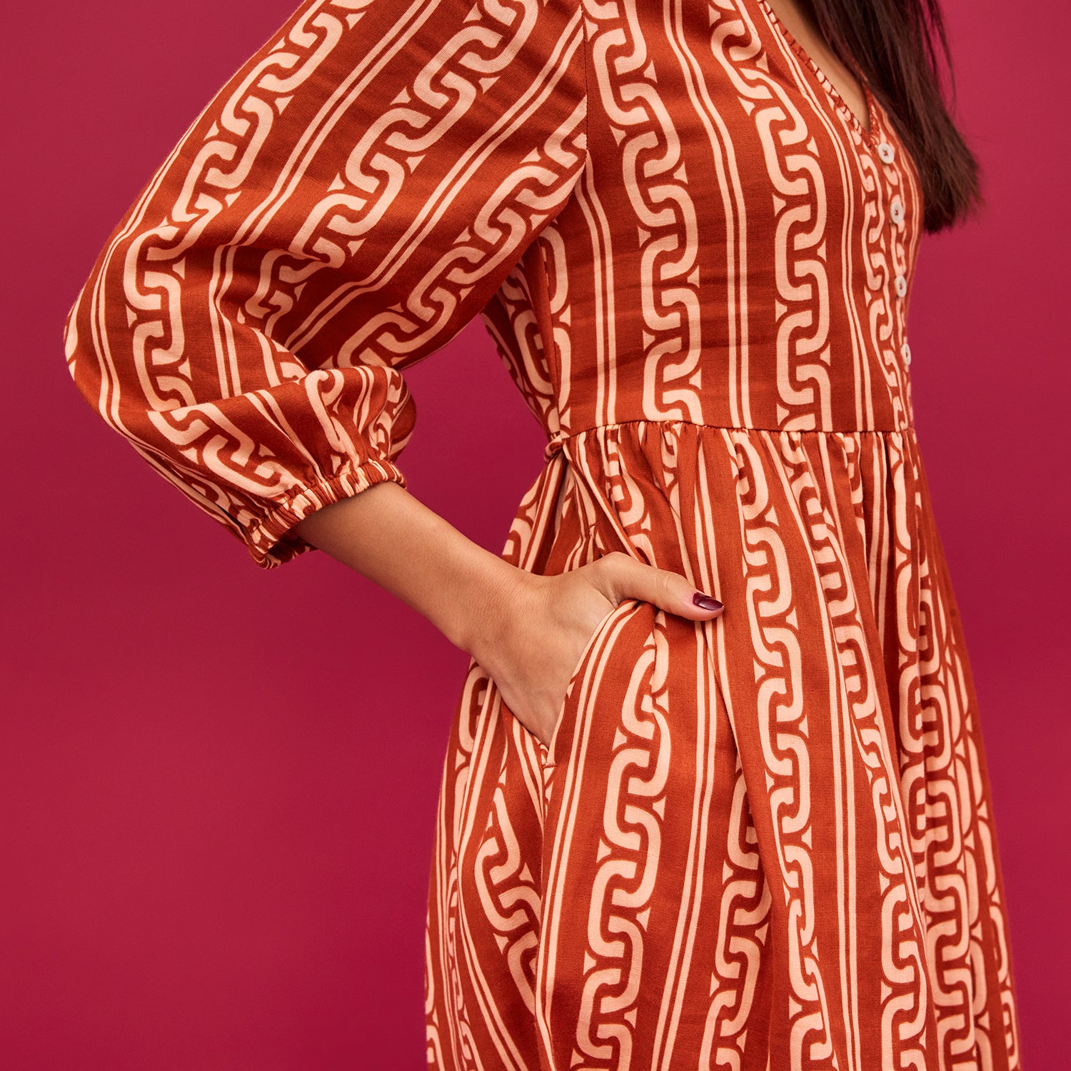 Elegant Fidel 3/4 Sleeve Maxi Dress for Women - Flowy Bohemian Summer Beach Dress for Vacations, Weddings & Casual Outings