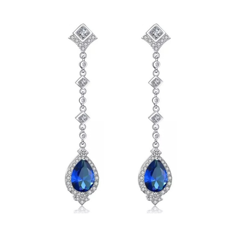 ZAHA Simulated Diamond Long Drop Earrings for Women – Elegant Cubic Zirconia Dangle Earrings for Wedding, Party & Evening Wear | Hypoallergenic & Tarnish-Free