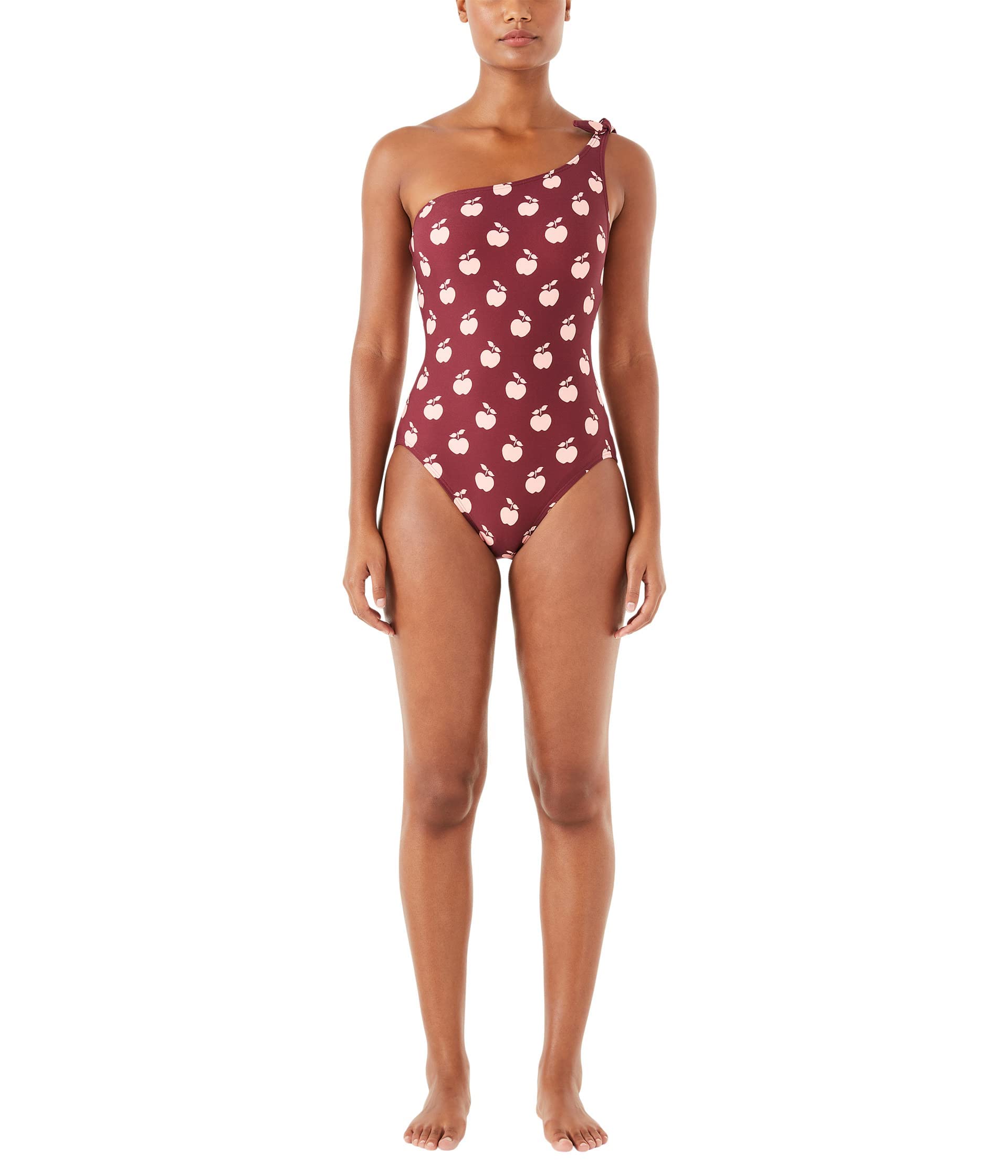 Kate Spade New York Apple Toss Bunny Tie One Shoulder One-Piece Swimsuit - Women's Floral Print Bathing Suit for Beach, Pool & Vacation
