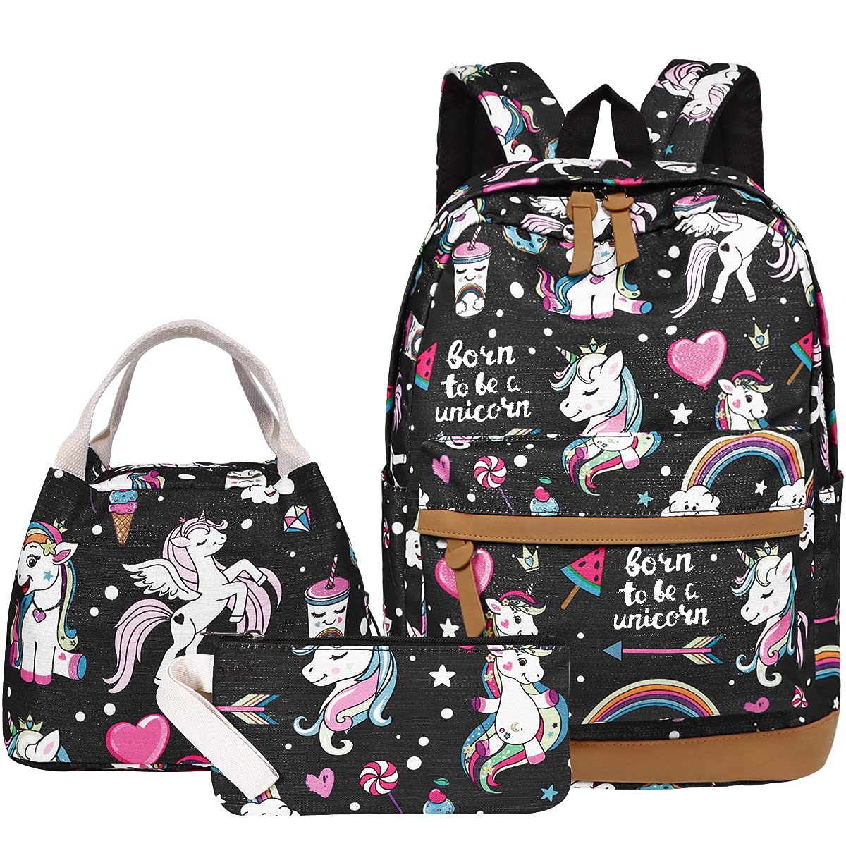 Girls Backpack for School - Lightweight Teen Bookbag with Lunch Box & Pencil Case for Daily Use