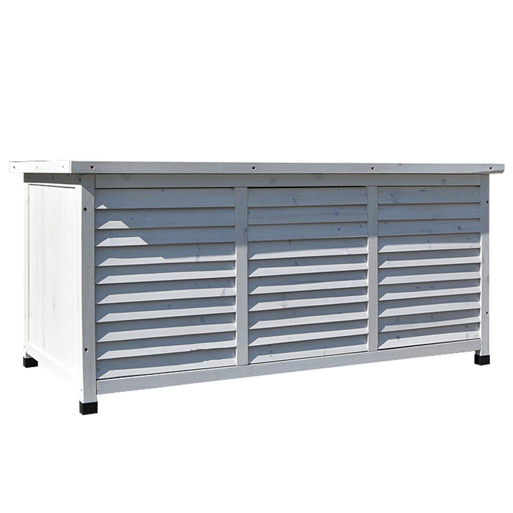 Solid Wood Outdoor Storage Cabinet - Waterproof Garden Tools Organizer, Shoe Bench & Courtyard Shed (132x66x60.5cm, White) - Perfect for Patio, Backyard & Entryway Storage