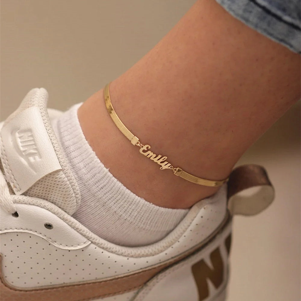 Personalized Name Anklets for Women - Custom Engraved Adjustable Ankle Bracelets - Perfect for Beach, Summer, Gifts & Everyday Wear