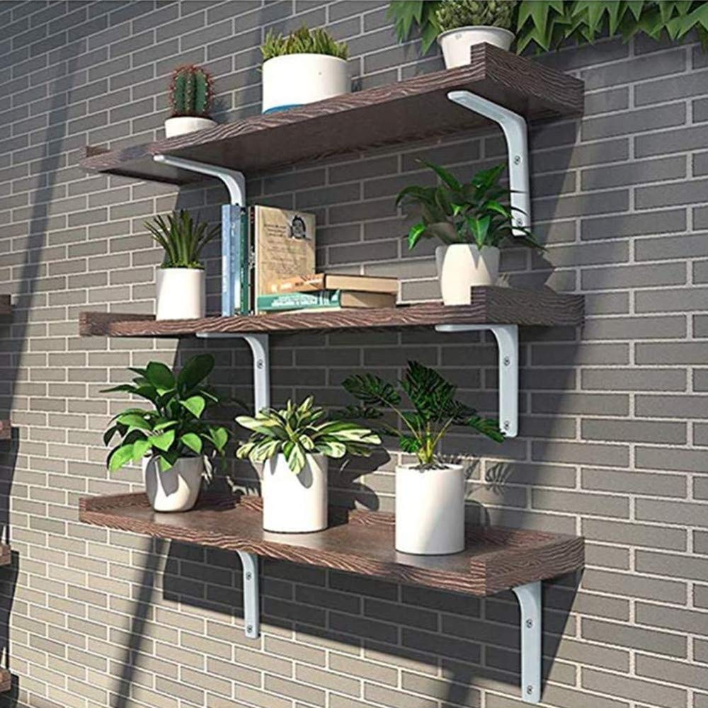 4 PCS Heavy Duty Iron Wall Shelf Brackets 4x4 Inch, White - Triangle Shelving Support Brackets for Floating Shelves, Corner L Brackets, Decorative Joint Angle Brackets - Perfect for Home, Office, Kitchen & Bathroom Storage (100x100mm)