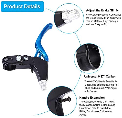 Yiio 1 Pair Universal Aluminum Alloy Bike Brake Levers - Fits Mountain Bikes, Kids Bikes, Folding Bikes & MTB BMX (2.2cm Diameter) | Durable Handlebar Brake Levers for Cycling, Commuting & Outdoor Adventures