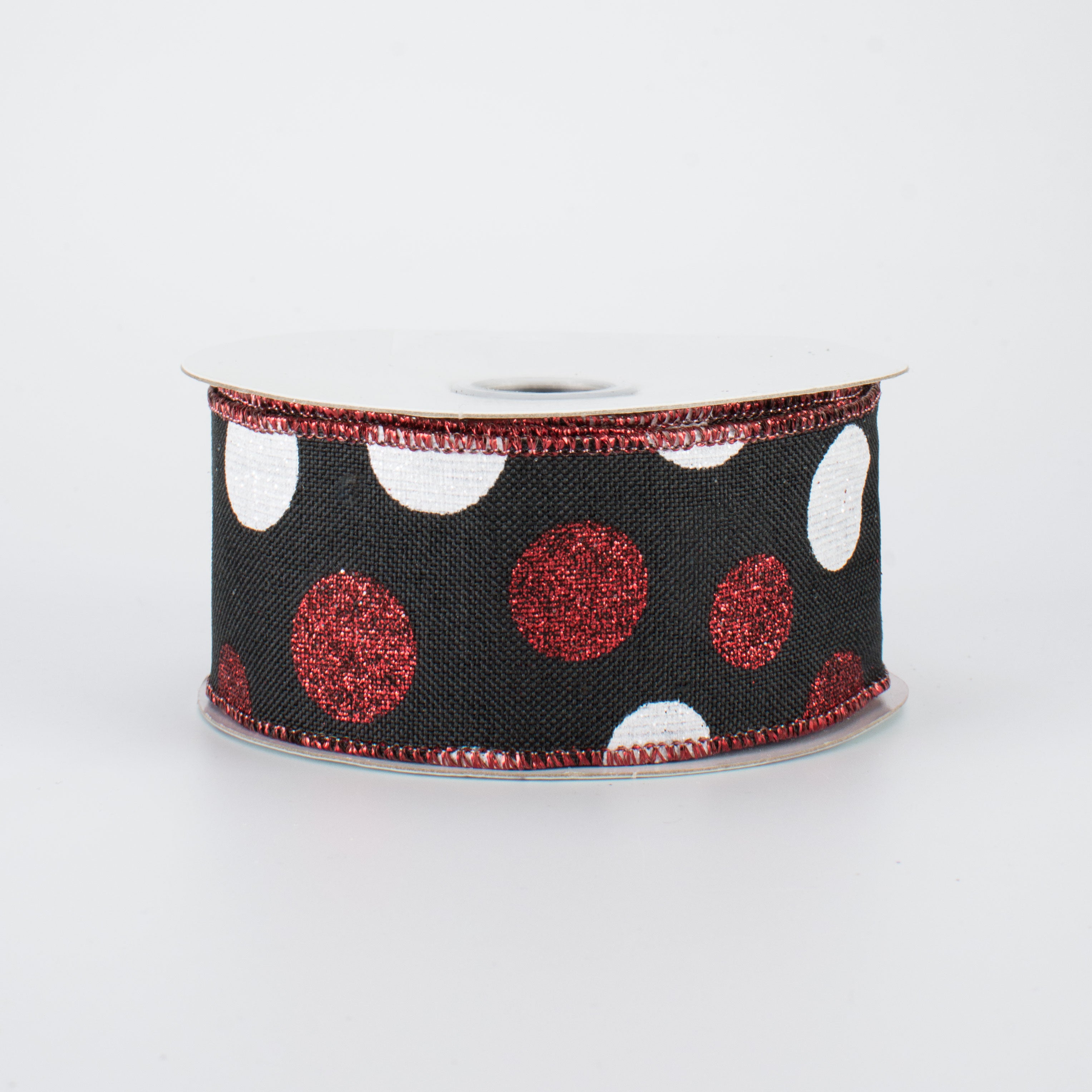 1.5 Inch Multi Glitter Dots Ribbon - Black, Red, White (10 Yards) | Perfect for Gift Wrapping, Scrapbooking, Party Decorations & DIY Crafts