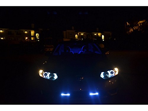 LED Halo Headlights for Honda Civic 2006-2008 - Black/Clear Lens Projector Headlights with Angel Eyes - High Performance Replacement Headlights for Night Driving & Custom Car Styling
