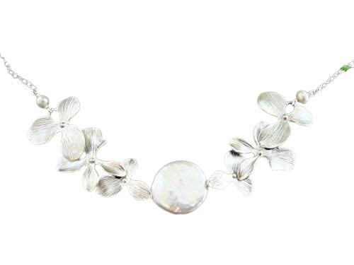 Pearl & Orchid Necklace - Rose Gold, Silver, Gold Bridesmaid Jewelry Gift for Weddings