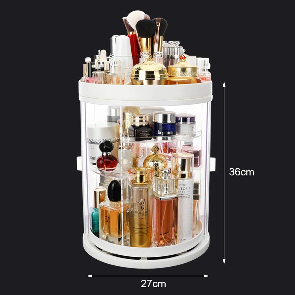 360° Rotating Acrylic Makeup Organizer Turntable - Clear Dust-Proof Cosmetic Storage Rack for Lipstick, Skincare & Beauty Products | Perfect for Vanity, Bathroom Countertop & Dressing Table Organization