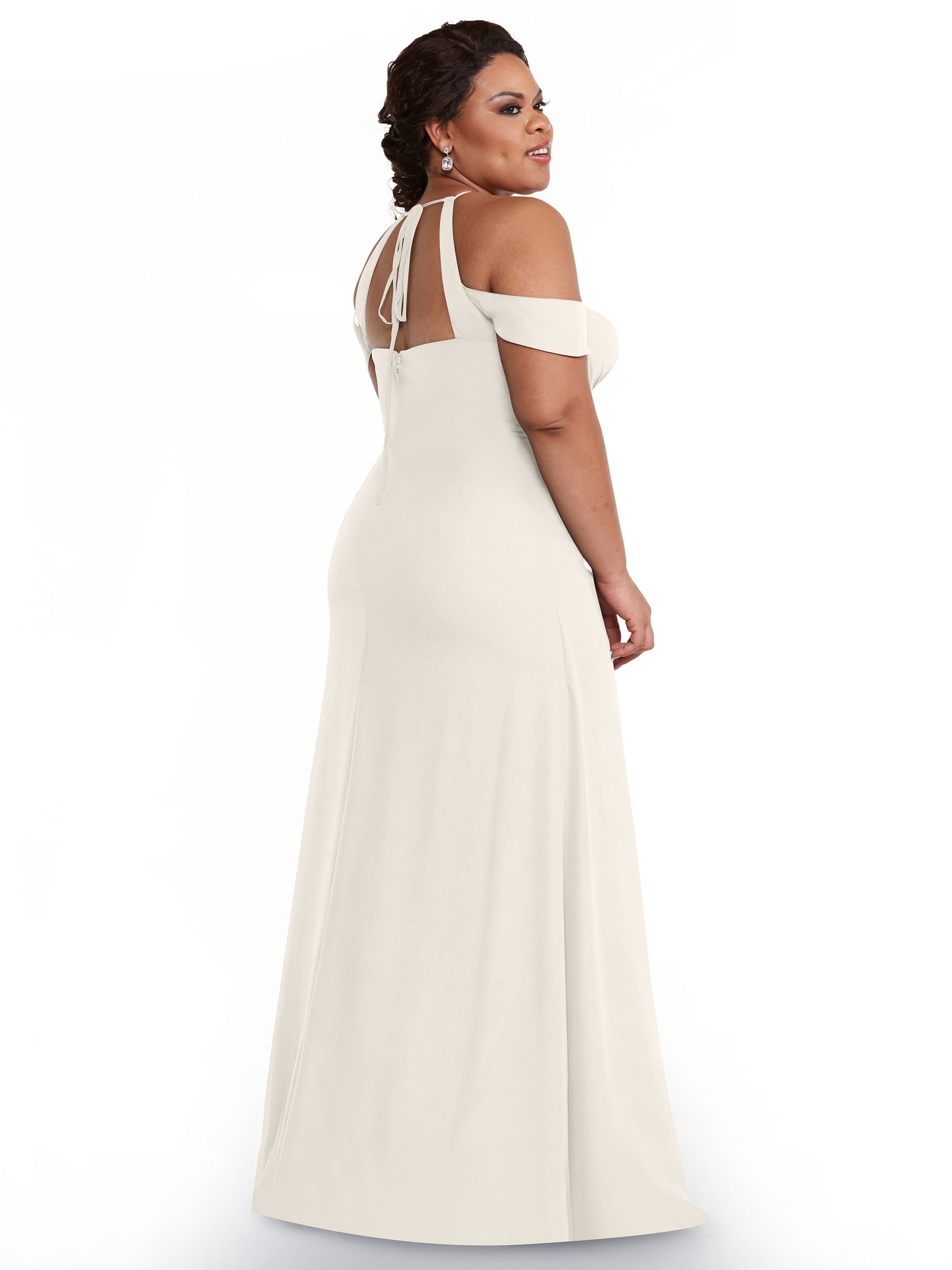 Elegant Off-the-Shoulder Chiffon Bridesmaid Dress with Halter Neckline - Perfect for Weddings, Formal Events & Special Occasions