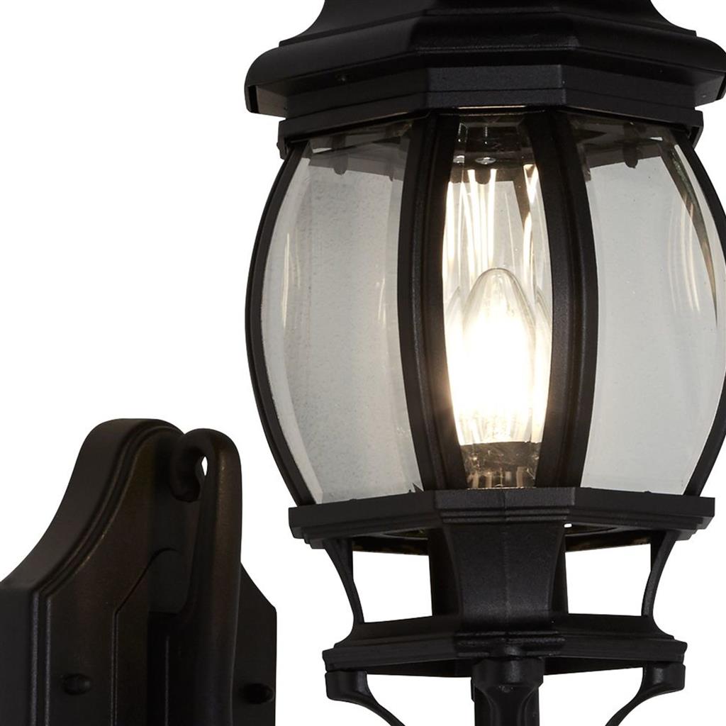 BEL AIRE IP44 Waterproof Black Outdoor Wall Uplight with Clear Polycarbonate Plates - Weatherproof Landscape Lighting for Garden, Patio, and Pathway Illumination