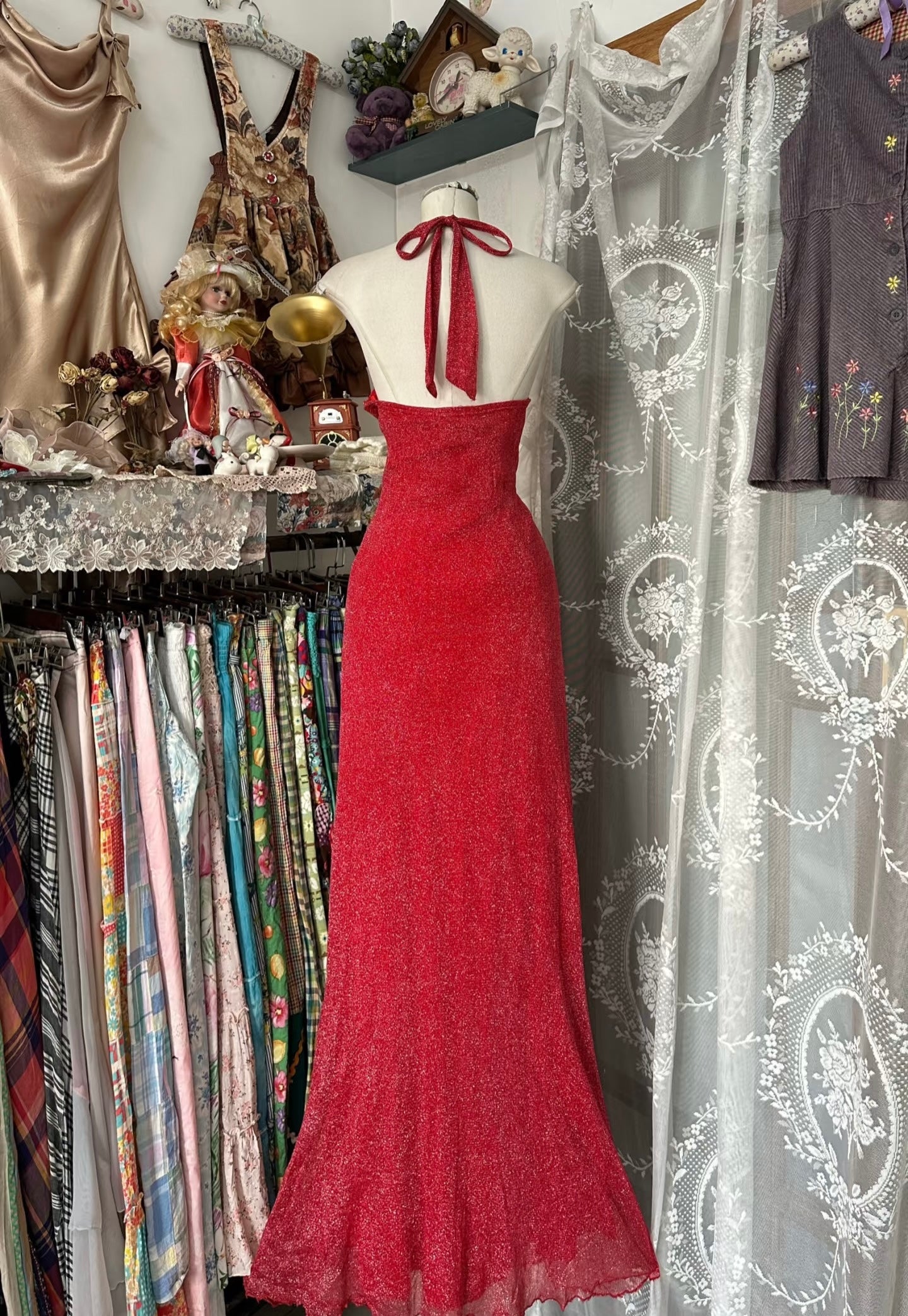 Vintage Red Halter Mermaid Prom Dress with Ruffle Details J6610 - Perfect for Formal Events, Homecoming, Pageants & Special Occasions