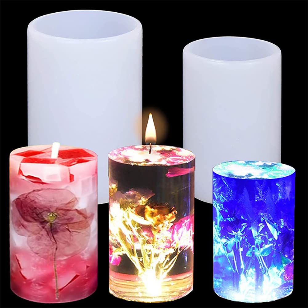 5Pcs Silicone Cylinder Candle Molds Set (20mm/30mm/40mm/50mm/60mm) - DIY Pillar Candle Making, Epoxy Resin Casting, Soap Molds for Home Decor, Wedding & Holiday Crafts