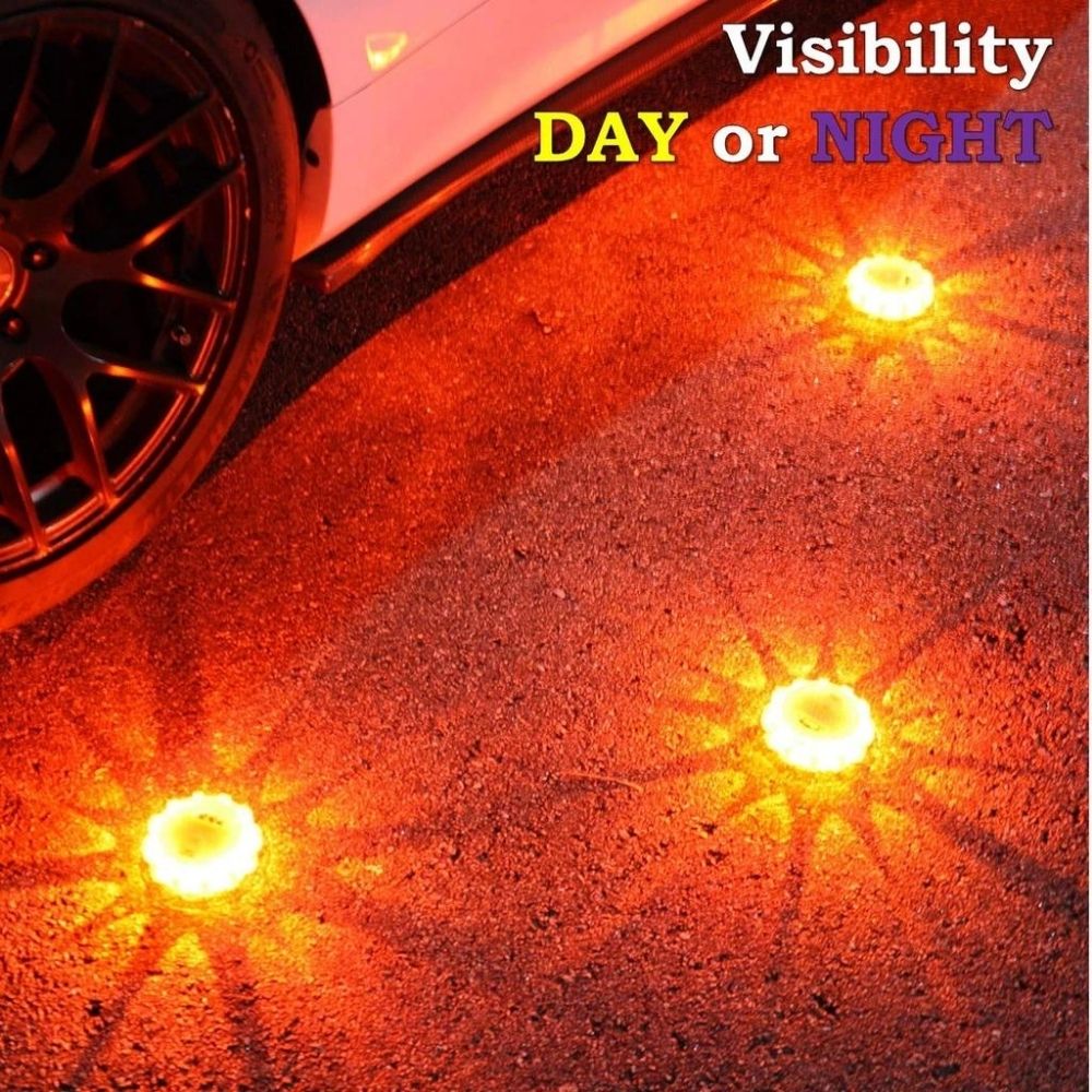12 Pack LED Road Flares - Emergency Safety Warning Lights for Cars, Trucks & Roadside Assistance - Waterproof & Rechargeable Hazard Lights for Nighttime Visibility (Great for Camping, Hiking & Storms)