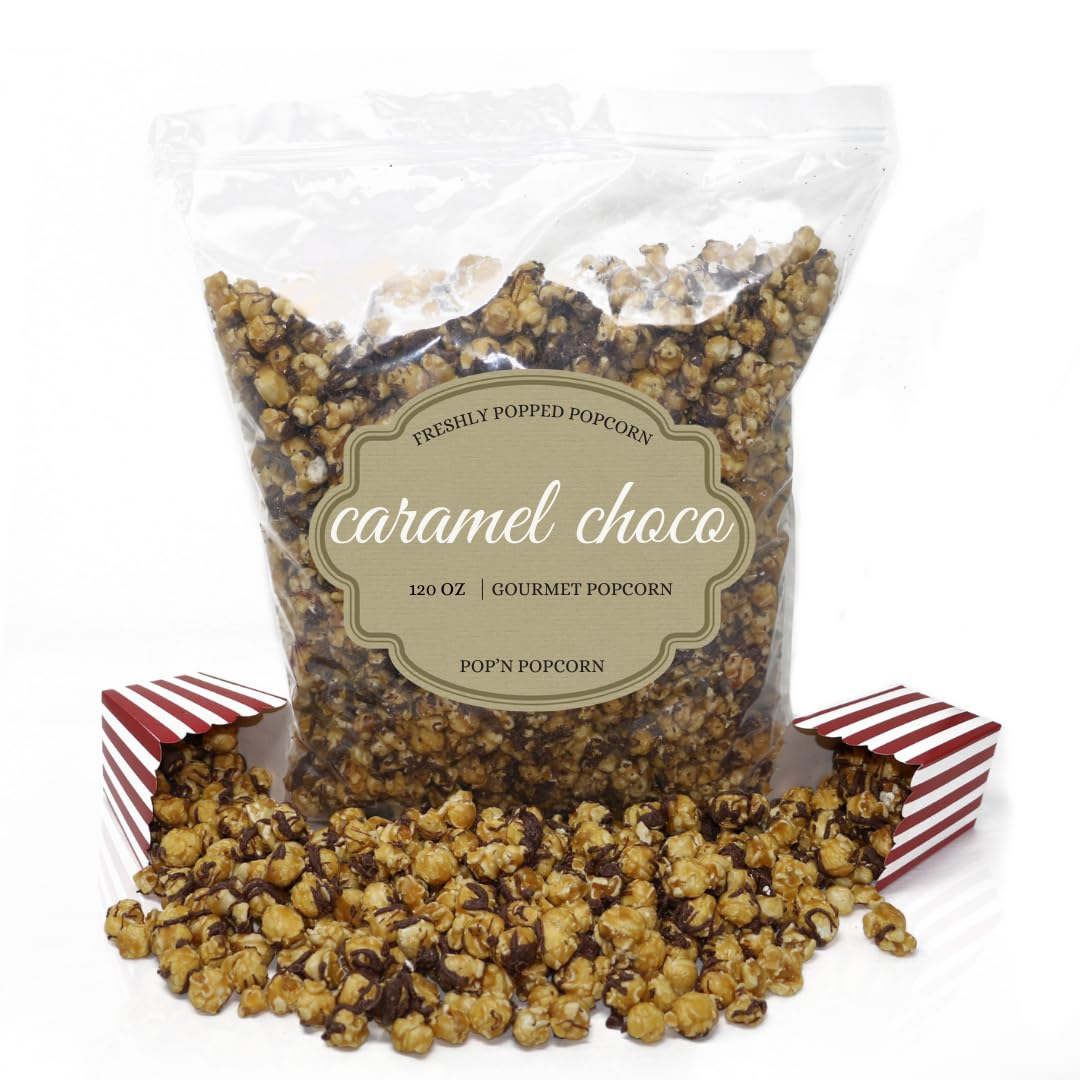 Chocolate Caramel Popcorn - 120oz Gourmet Snack for Movie Nights