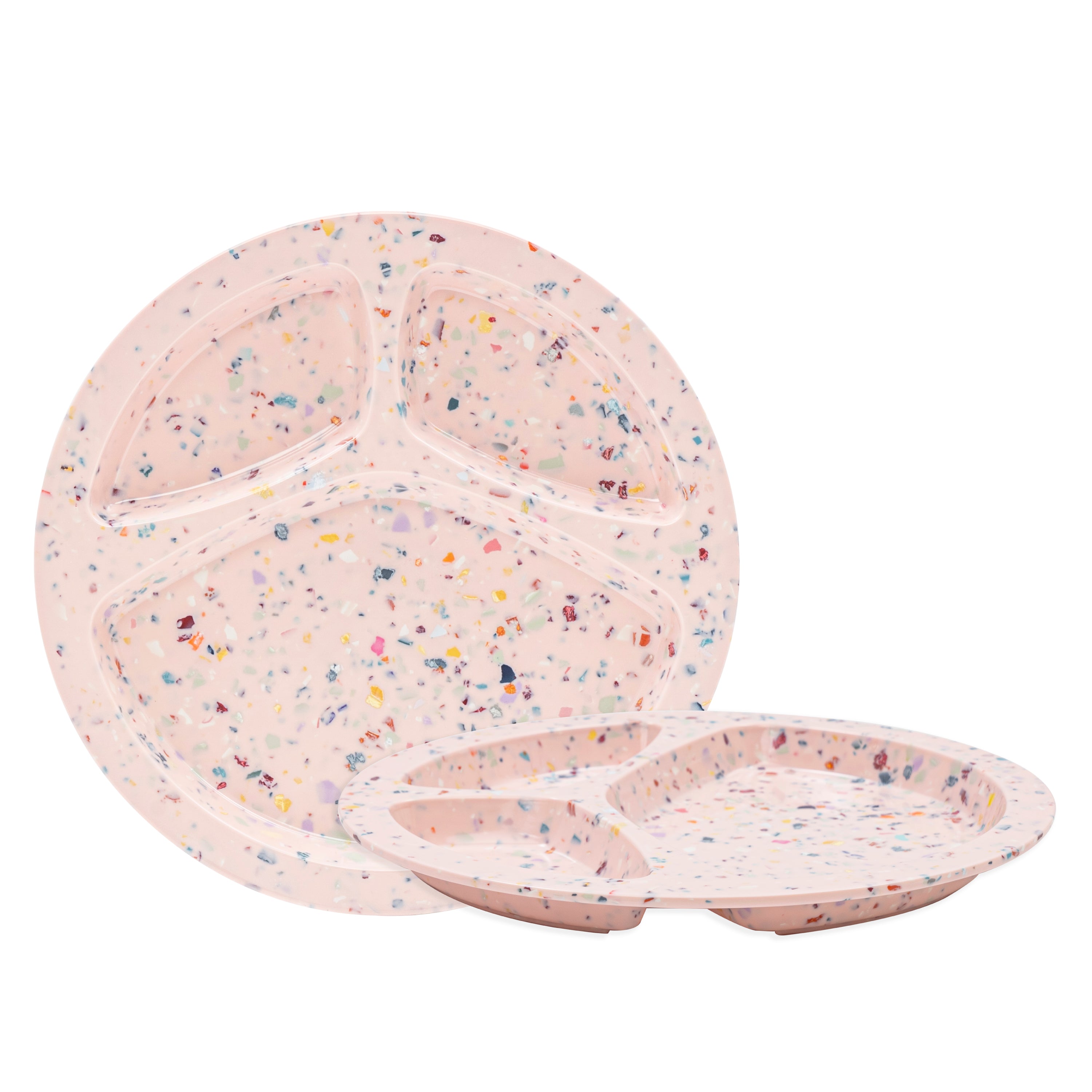 2-Piece 9-Section Confetti Divided BBQ Plates Set - Pink for Outdoor Picnics, Parties, and Grilling Events