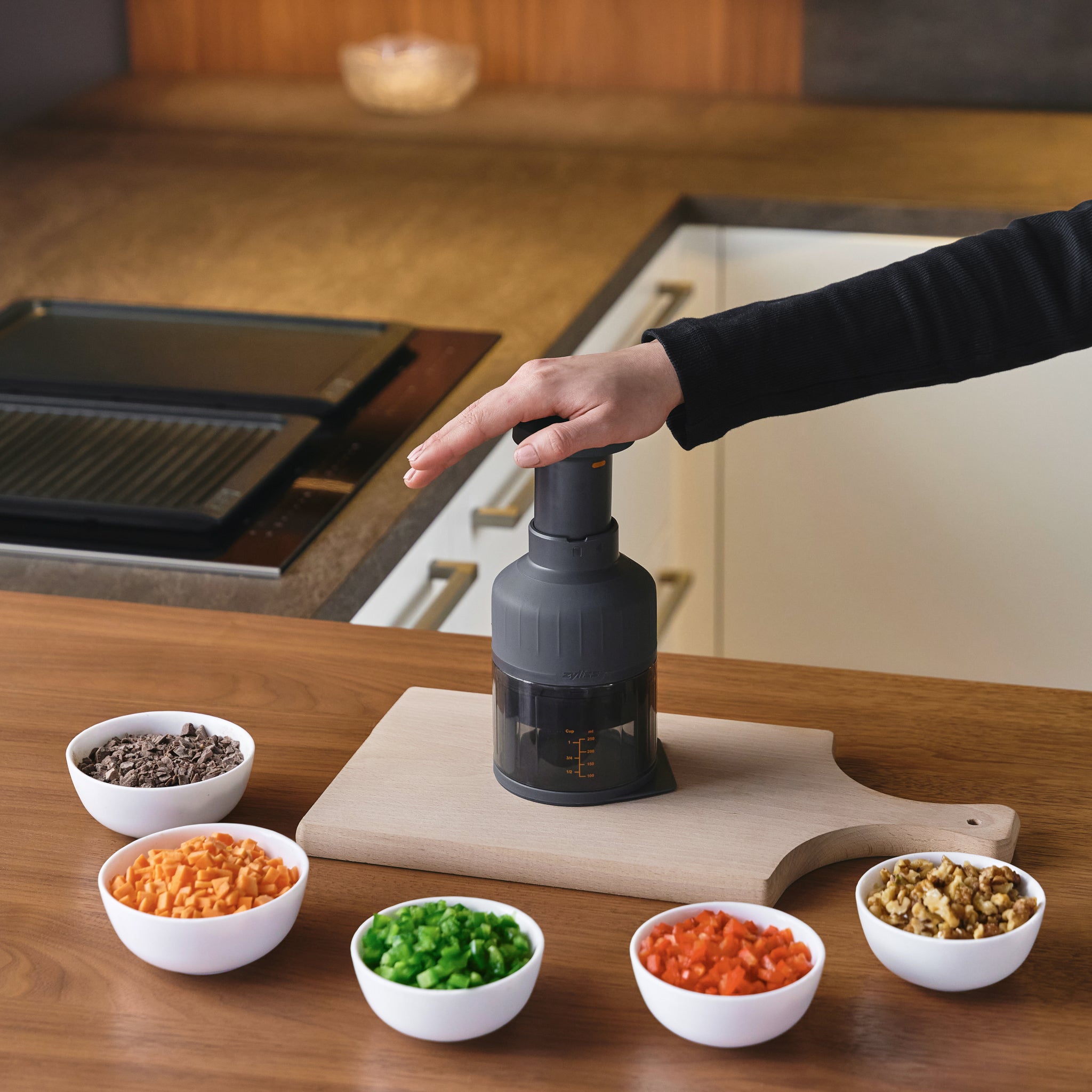 Zick Zick 3-in-1 Multi-Functional Food Chopper - Kitchen Vegetable Slicer, Dicer & Grinder - Perfect for Meal Prep, Salad Making & Baby Food - BPA Free & Easy to Clean