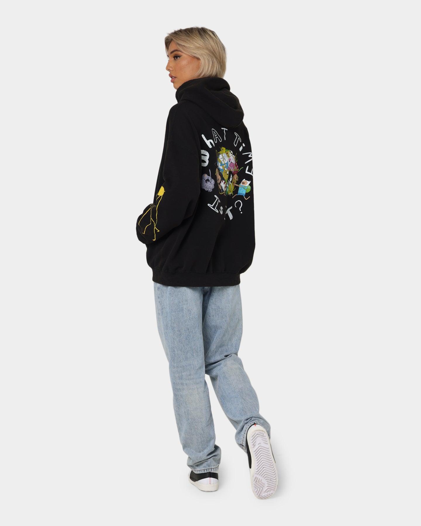 Adventure Time What Time Is It Vintage Hoodie - Black Wash Retro Pullover for Men & Women | Perfect for Casual Wear, Cosplay & Fan Gifts