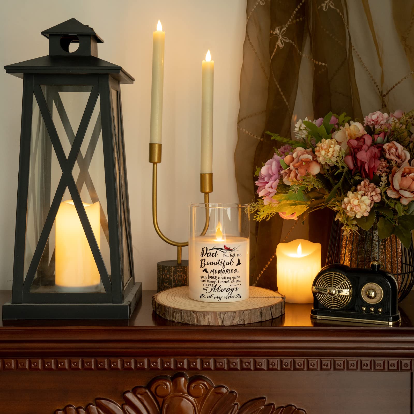 Real Wax LED Memorial Candle with Timer - Flameless Sympathy Gift for Loss of Father, Loved One, Bereavement & Remembrance - 6