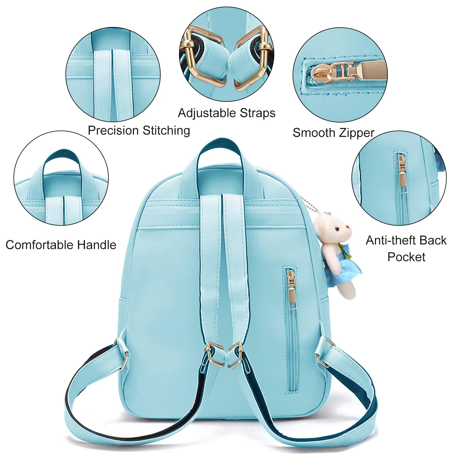 Cute Mini Backpack for Girls - PU Leather Small Backpack Purse Set for Teens & Kids | School, Travel & Daily Use