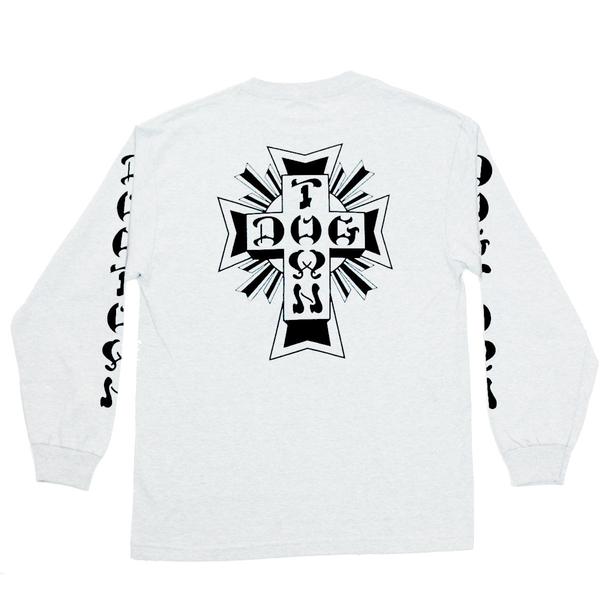 Dogtown Cross Logo Long Sleeve T-Shirt for Men - White Cotton Crewneck Tee - Streetwear Fashion for Casual Wear & Skateboarding