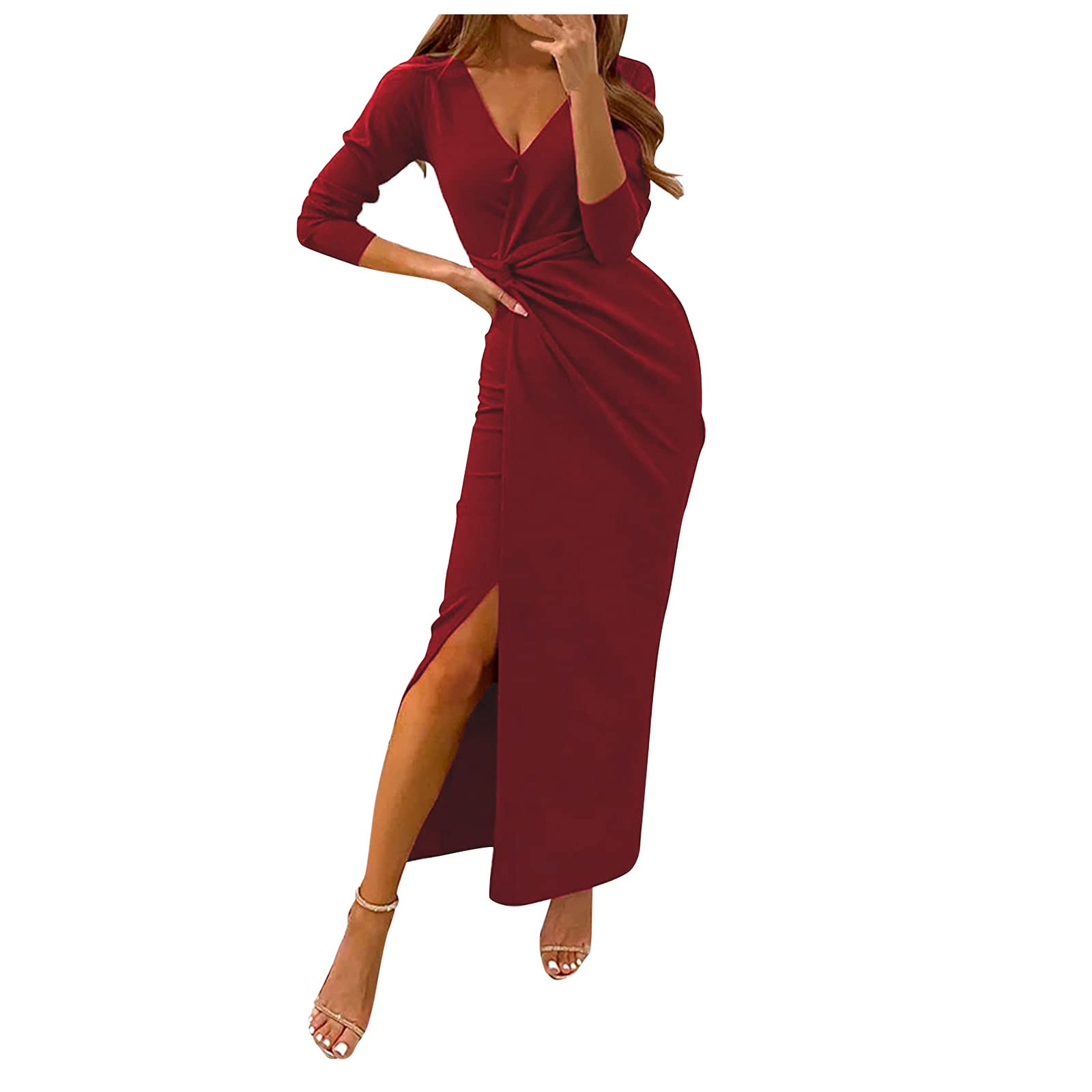 Elegant Long Sleeve Women's Party Dress for Wedding, Beach & Special Occasions | Graceful Black Tie Evening Gown for Formal Events & Night Out