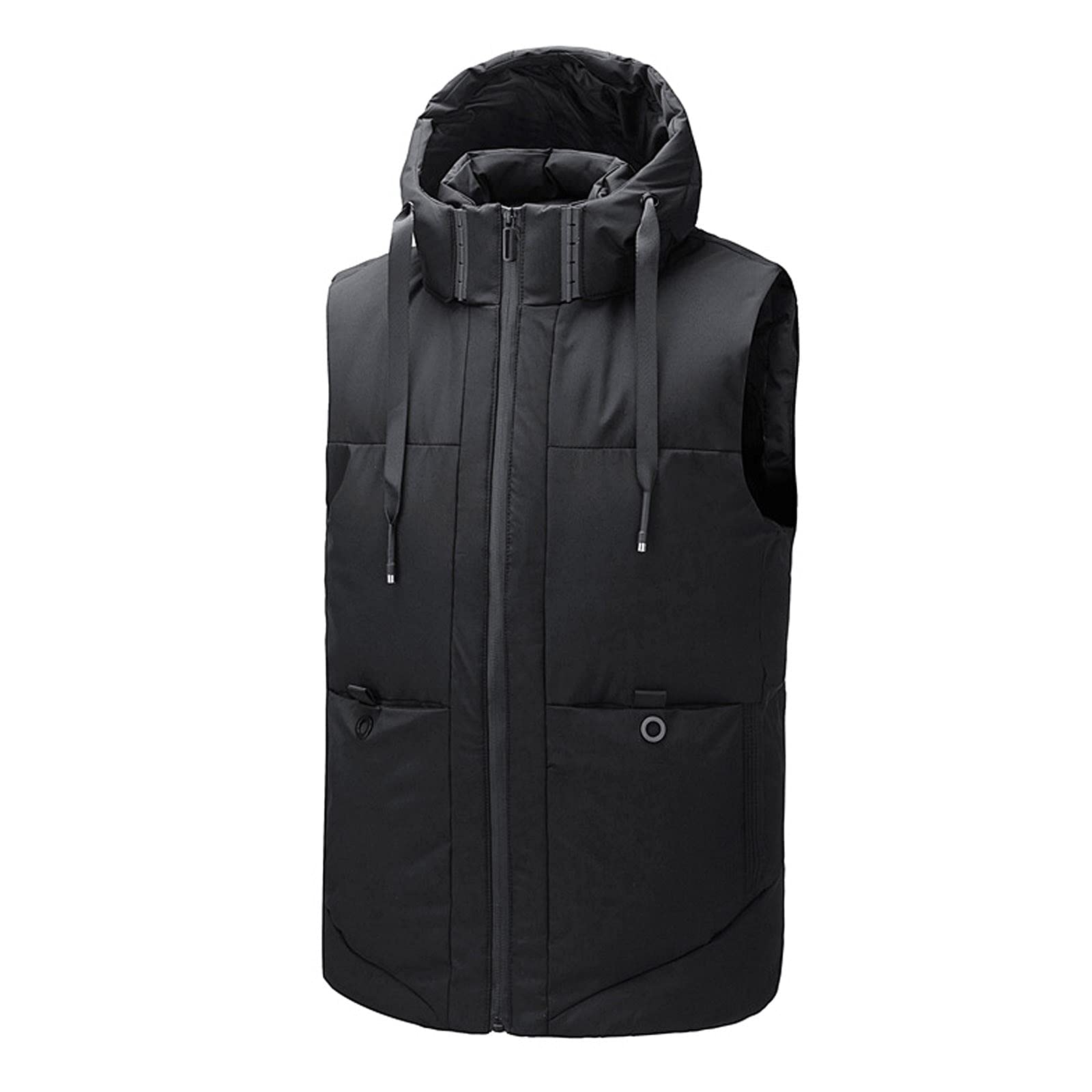 OTIME Men's Warm Hooded Zip-Up Cardigan Vest with Pockets - Lightweight Fleece Jacket for Outdoor Hiking, Camping & Casual Wear