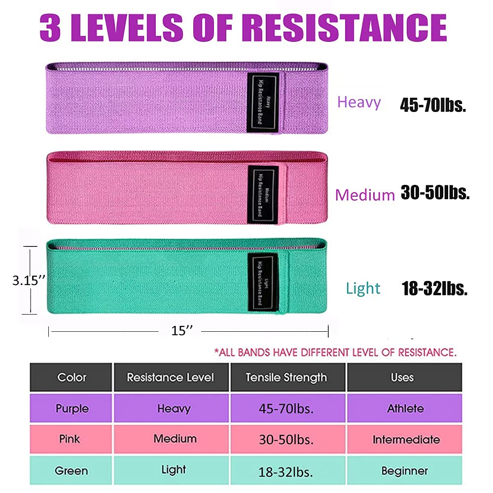 Athnevy Non-Slip Booty Resistance Bands for Women - 3 Pack with Carrying Bag | Durable Elastic Bands for Leg & Glute Workouts, Home Fitness, Strength Training & Yoga | Perfect for Gym, Travel & Home Exercise Routines