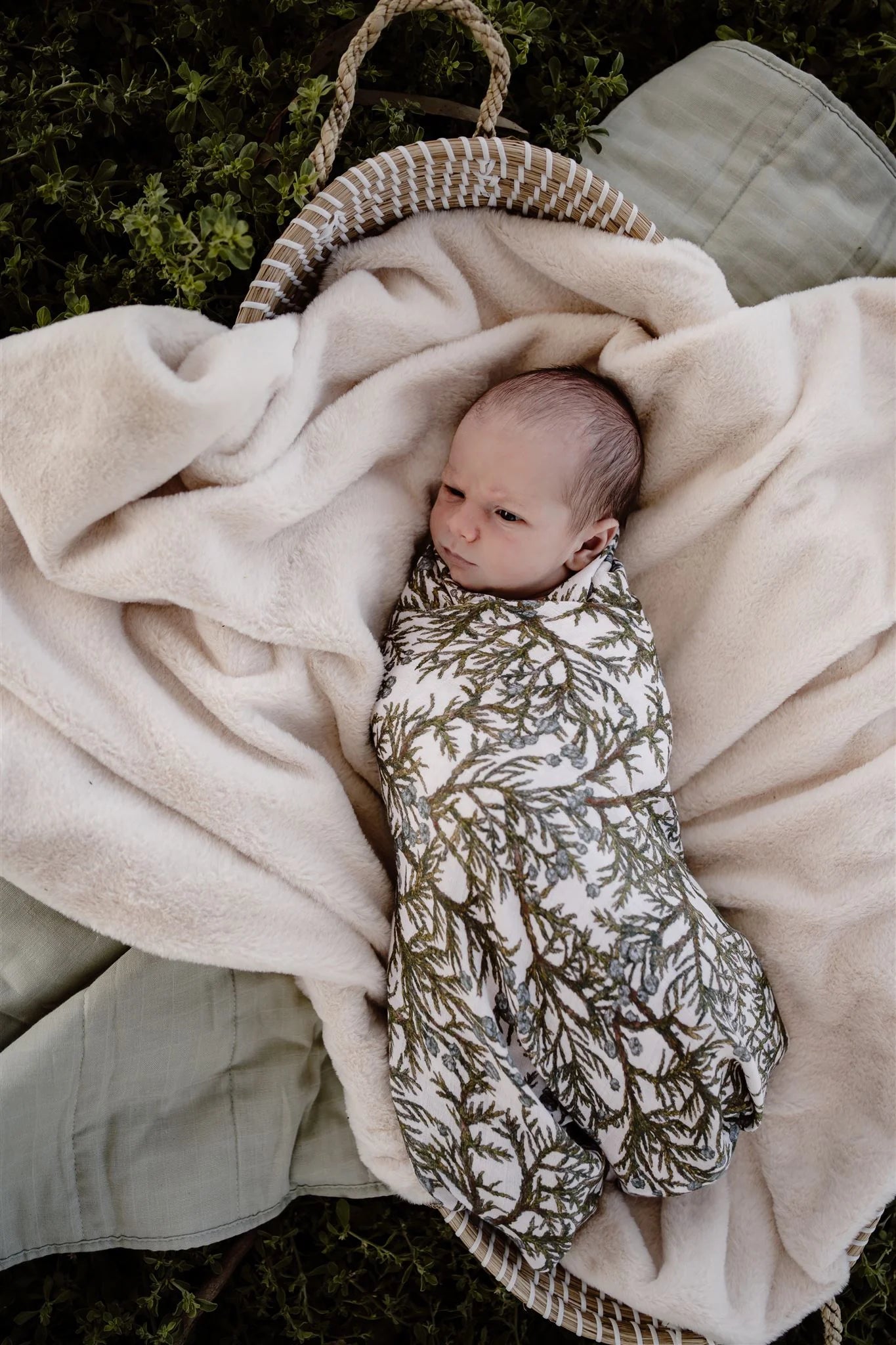 Organic Muslin Swaddle Blanket for Babies - Soft & Breathable Pop Ya Tot Juniper Design - Perfect for Swaddling, Nursing Cover & Stroller Blanket