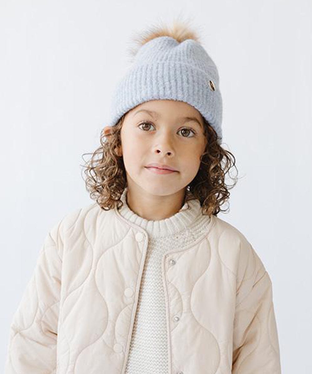 Milo Kids Pom Beanie - Soft Winter Hat for Boys & Girls - Warm Knit Beanie with Faux Fur Pom Pom - Perfect for Snow Play, Outdoor Activities & Cold Weather Fashion