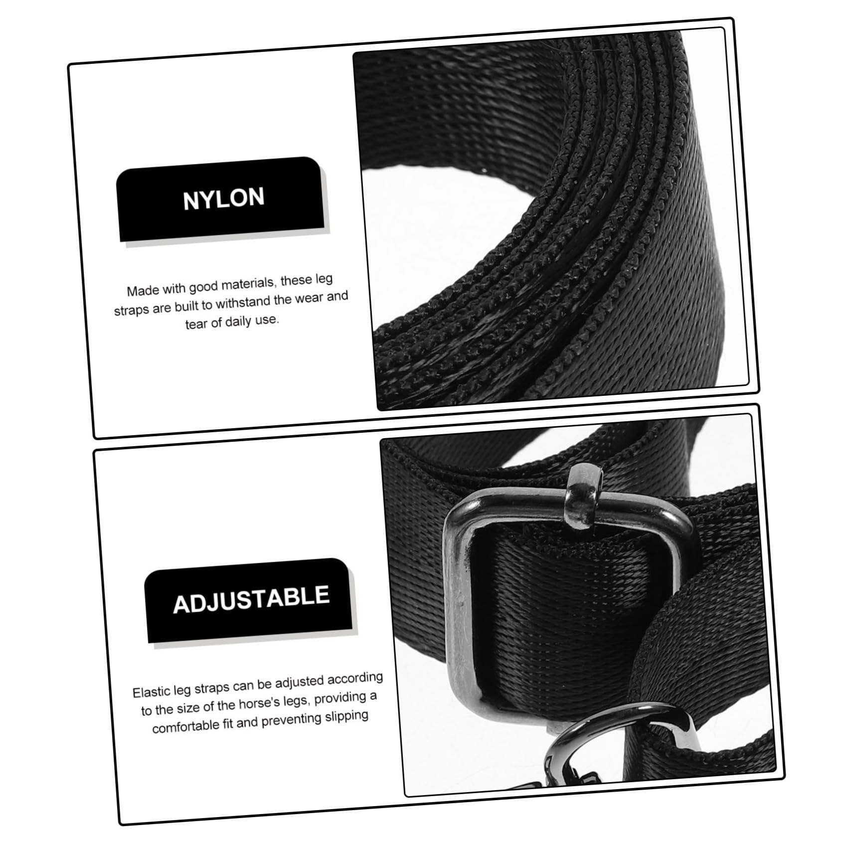 Parliky Elastic Horse Blanket Leg Straps - Set of 4 Durable Nylon Straps with Metal Buckles for Secure Fit | Perfect for Equestrian Training, Riding & Horse Care