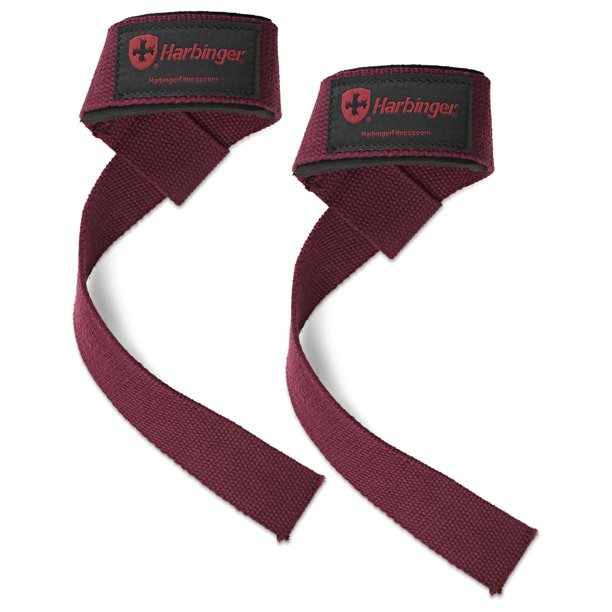 Harbinger Unisex Padded Cotton Weight Lifting Straps for Gym & Workouts - Merlot Color - Perfect for Deadlifts, Powerlifting & Strength Training