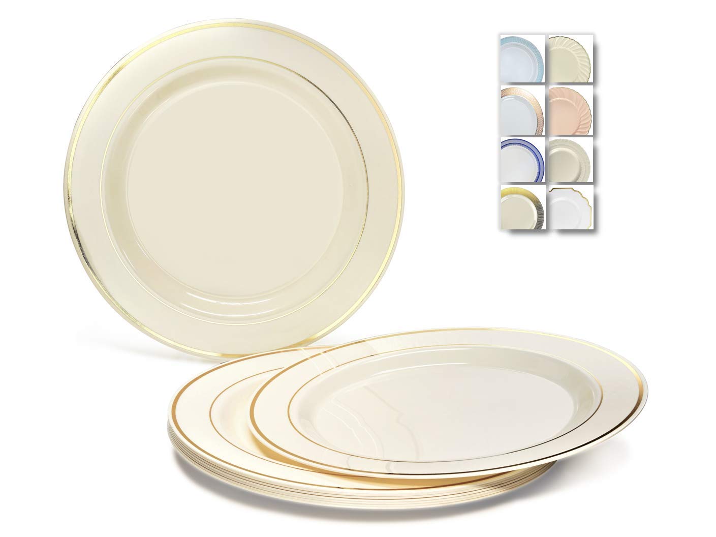 120-Pack Heavyweight Disposable Plastic Plates for Weddings & Parties - 10.5